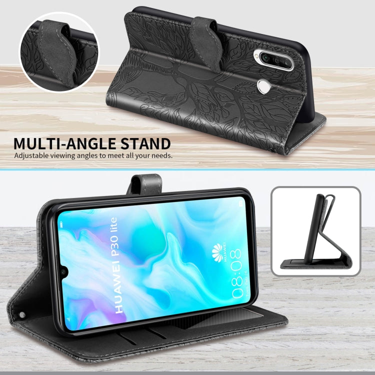 For Huawei P30 Lite Life of Tree Embossing Pattern Horizontal Flip Leather Case with Holder & Card Slot & Wallet & Photo Frame & Lanyard