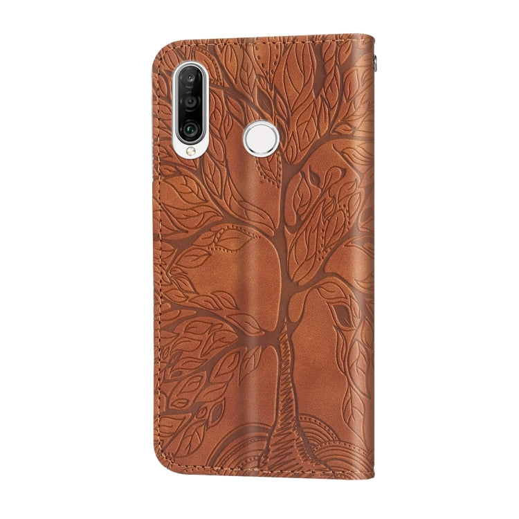 For Huawei P30 Lite Life of Tree Embossing Pattern Horizontal Flip Leather Case with Holder & Card Slot & Wallet & Photo Frame & Lanyard