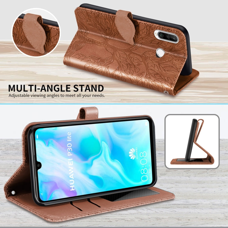 For Huawei P30 Lite Life of Tree Embossing Pattern Horizontal Flip Leather Case with Holder & Card Slot & Wallet & Photo Frame & Lanyard