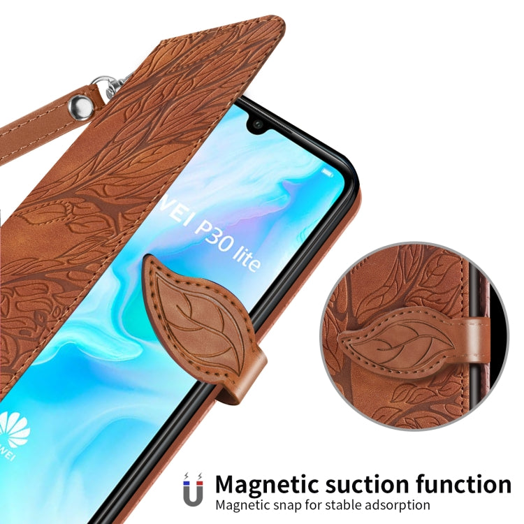 For Huawei P30 Lite Life of Tree Embossing Pattern Horizontal Flip Leather Case with Holder & Card Slot & Wallet & Photo Frame & Lanyard
