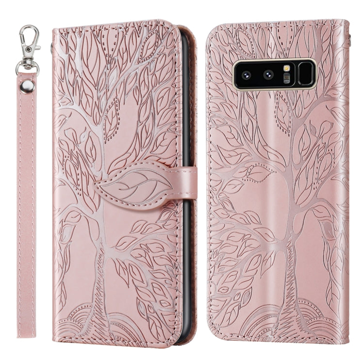 For Samsung Galaxy Note8 Life of Tree Embossing Pattern Horizontal Flip Leather Case with Holder & Card Slot & Wallet & Photo Frame & Lanyard