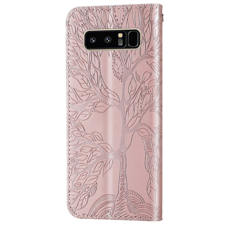 For Samsung Galaxy Note8 Life of Tree Embossing Pattern Horizontal Flip Leather Case with Holder & Card Slot & Wallet & Photo Frame & Lanyard