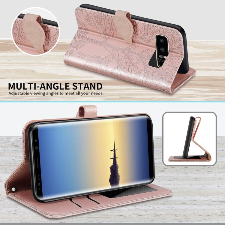 For Samsung Galaxy Note8 Life of Tree Embossing Pattern Horizontal Flip Leather Case with Holder & Card Slot & Wallet & Photo Frame & Lanyard