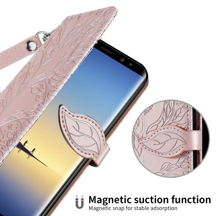 For Samsung Galaxy Note8 Life of Tree Embossing Pattern Horizontal Flip Leather Case with Holder & Card Slot & Wallet & Photo Frame & Lanyard
