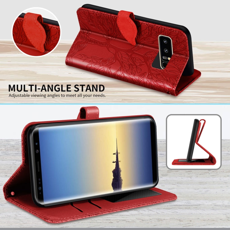 For Samsung Galaxy Note8 Life of Tree Embossing Pattern Horizontal Flip Leather Case with Holder & Card Slot & Wallet & Photo Frame & Lanyard