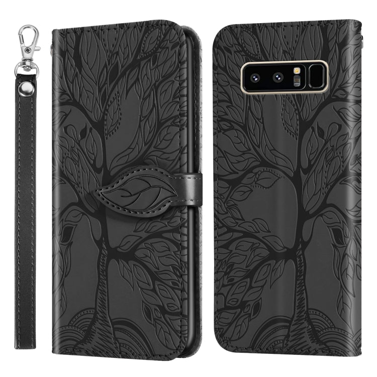 For Samsung Galaxy Note8 Life of Tree Embossing Pattern Horizontal Flip Leather Case with Holder & Card Slot & Wallet & Photo Frame & Lanyard