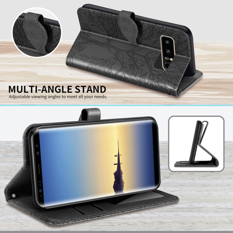 For Samsung Galaxy Note8 Life of Tree Embossing Pattern Horizontal Flip Leather Case with Holder & Card Slot & Wallet & Photo Frame & Lanyard