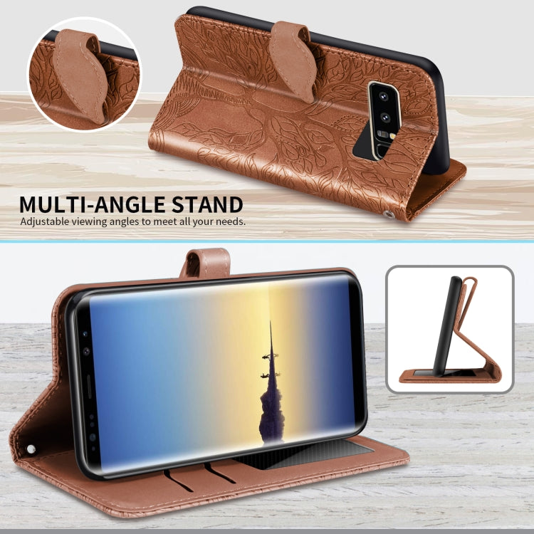 For Samsung Galaxy Note8 Life of Tree Embossing Pattern Horizontal Flip Leather Case with Holder & Card Slot & Wallet & Photo Frame & Lanyard