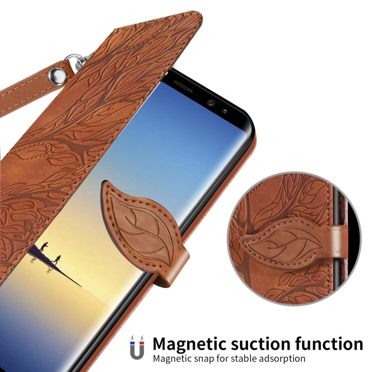 For Samsung Galaxy Note8 Life of Tree Embossing Pattern Horizontal Flip Leather Case with Holder & Card Slot & Wallet & Photo Frame & Lanyard