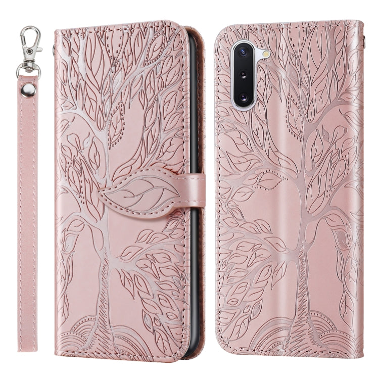 For Samsung Galaxy Note10 Life of Tree Embossing Pattern Horizontal Flip Leather Case with Holder & Card Slot & Wallet & Photo Frame & Lanyard