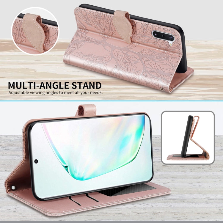 For Samsung Galaxy Note10 Life of Tree Embossing Pattern Horizontal Flip Leather Case with Holder & Card Slot & Wallet & Photo Frame & Lanyard