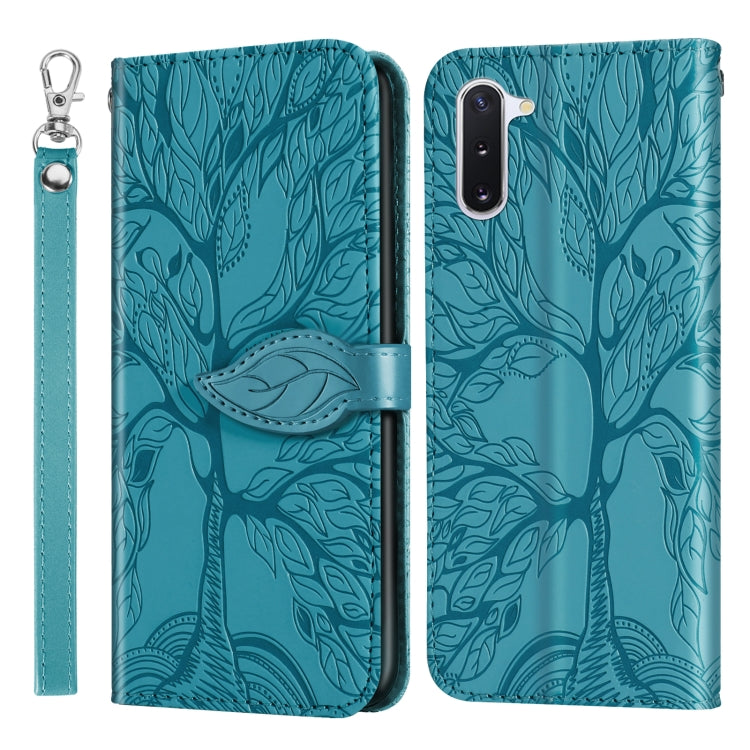 For Samsung Galaxy Note10 Life of Tree Embossing Pattern Horizontal Flip Leather Case with Holder & Card Slot & Wallet & Photo Frame & Lanyard