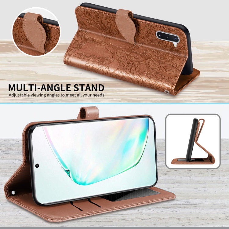 For Samsung Galaxy Note10 Life of Tree Embossing Pattern Horizontal Flip Leather Case with Holder & Card Slot & Wallet & Photo Frame & Lanyard