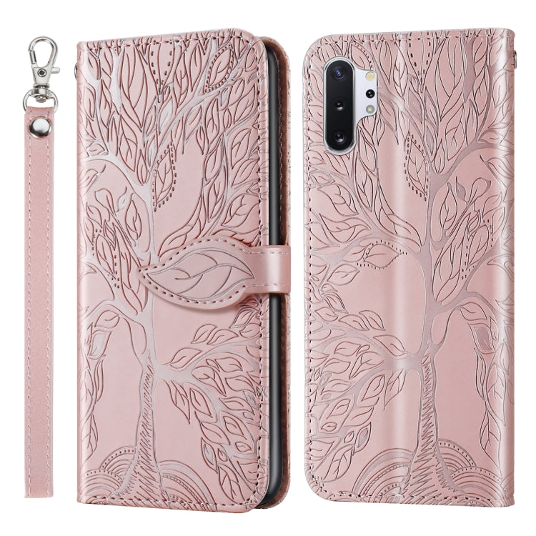 For Samsung Galaxy Note10+ Life of Tree Embossing Pattern Horizontal Flip Leather Case with Holder & Card Slot & Wallet & Photo Frame & Lanyard