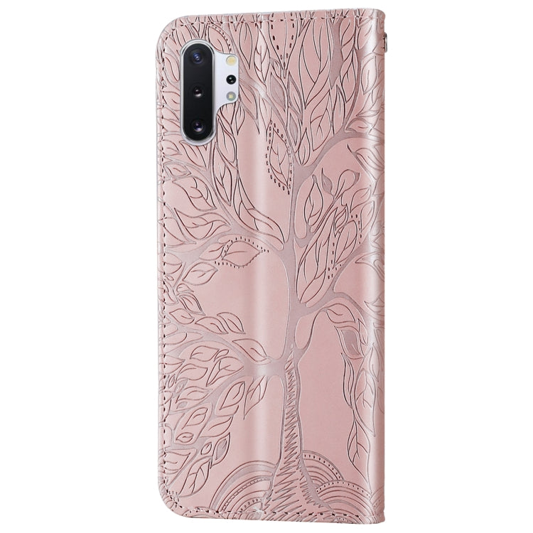 For Samsung Galaxy Note10+ Life of Tree Embossing Pattern Horizontal Flip Leather Case with Holder & Card Slot & Wallet & Photo Frame & Lanyard