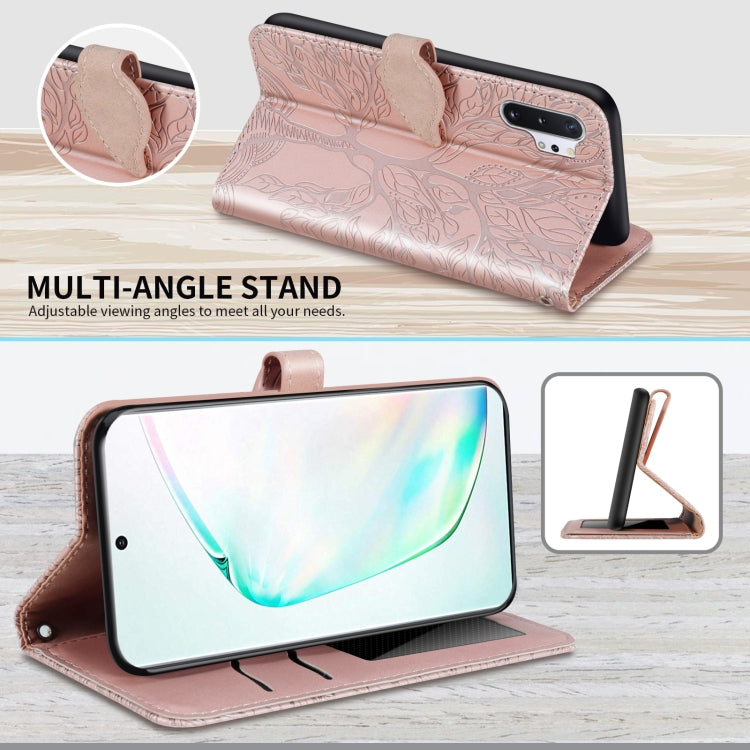 For Samsung Galaxy Note10+ Life of Tree Embossing Pattern Horizontal Flip Leather Case with Holder & Card Slot & Wallet & Photo Frame & Lanyard