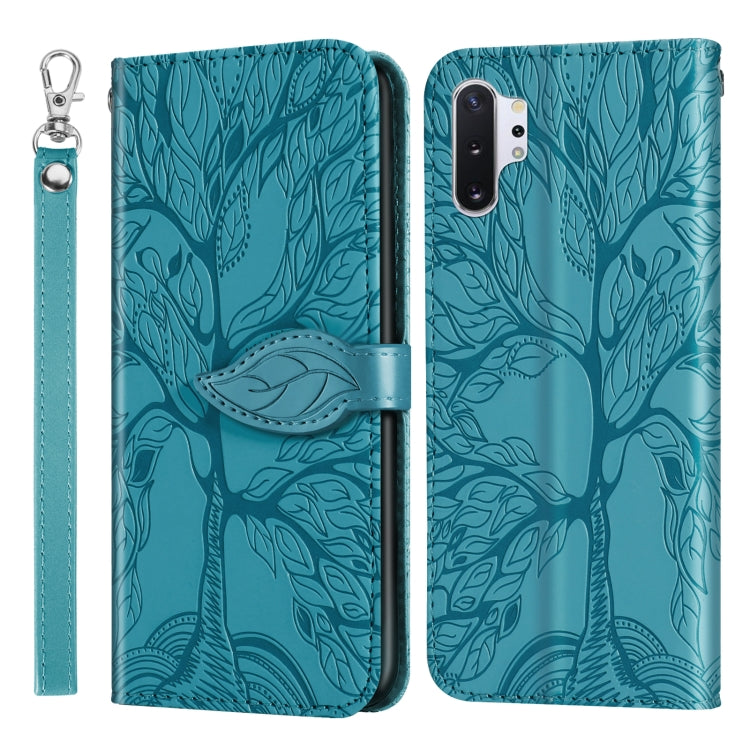 For Samsung Galaxy Note10+ Life of Tree Embossing Pattern Horizontal Flip Leather Case with Holder & Card Slot & Wallet & Photo Frame & Lanyard