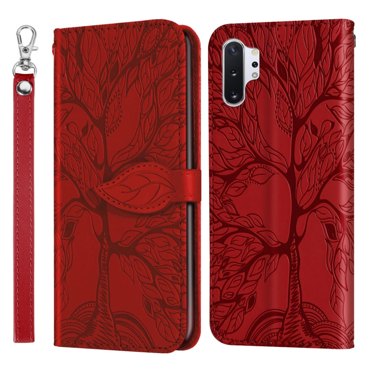 For Samsung Galaxy Note10+ Life of Tree Embossing Pattern Horizontal Flip Leather Case with Holder & Card Slot & Wallet & Photo Frame & Lanyard