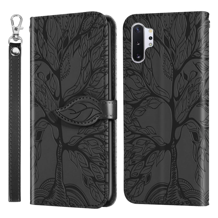 For Samsung Galaxy Note10+ Life of Tree Embossing Pattern Horizontal Flip Leather Case with Holder & Card Slot & Wallet & Photo Frame & Lanyard