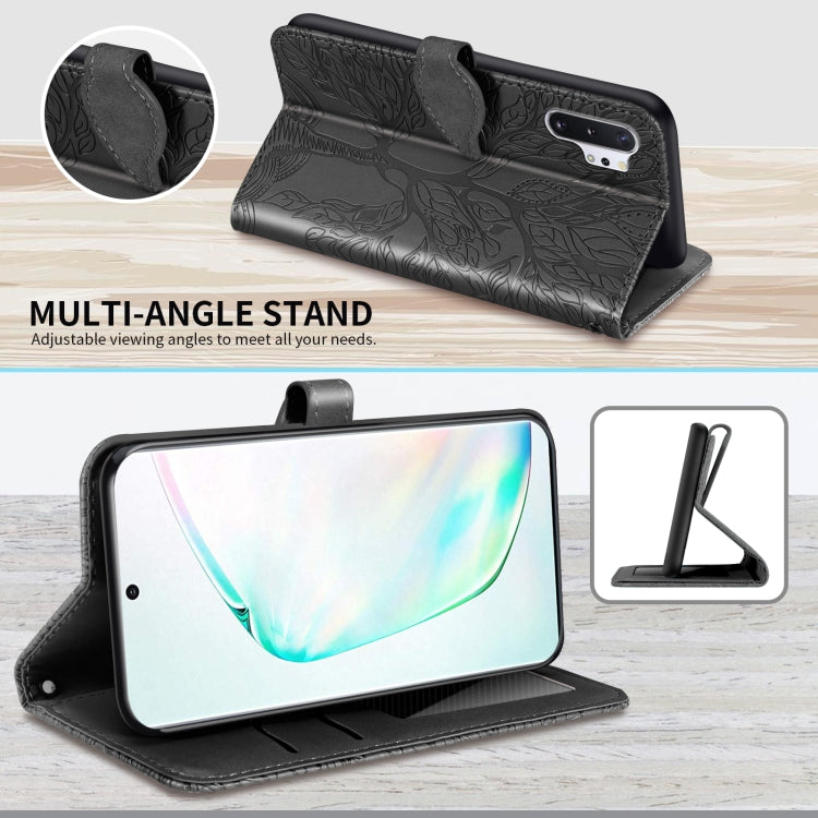 For Samsung Galaxy Note10+ Life of Tree Embossing Pattern Horizontal Flip Leather Case with Holder & Card Slot & Wallet & Photo Frame & Lanyard