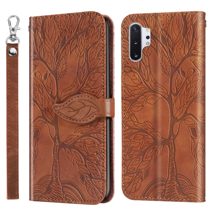 For Samsung Galaxy Note10+ Life of Tree Embossing Pattern Horizontal Flip Leather Case with Holder & Card Slot & Wallet & Photo Frame & Lanyard