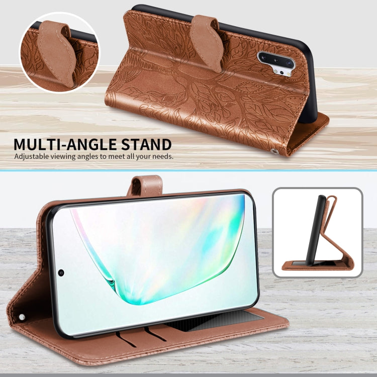For Samsung Galaxy Note10+ Life of Tree Embossing Pattern Horizontal Flip Leather Case with Holder & Card Slot & Wallet & Photo Frame & Lanyard
