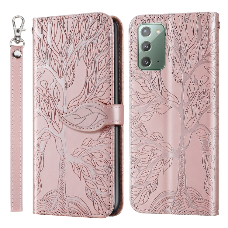 For Samsung Galaxy Note20 Life of Tree Embossing Pattern Horizontal Flip Leather Case with Holder & Card Slot & Wallet & Photo Frame & Lanyard