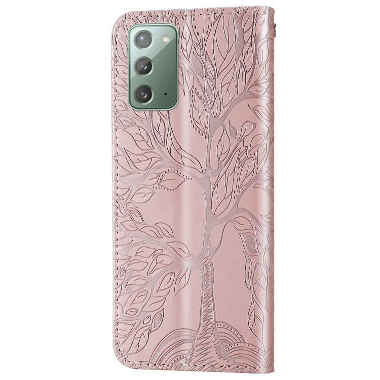 For Samsung Galaxy Note20 Life of Tree Embossing Pattern Horizontal Flip Leather Case with Holder & Card Slot & Wallet & Photo Frame & Lanyard