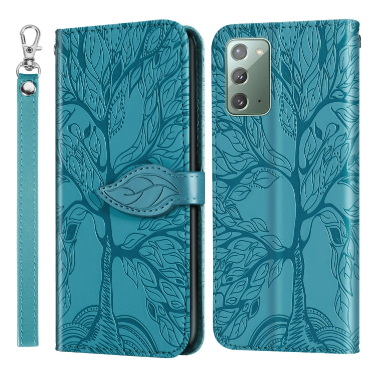For Samsung Galaxy Note20 Life of Tree Embossing Pattern Horizontal Flip Leather Case with Holder & Card Slot & Wallet & Photo Frame & Lanyard