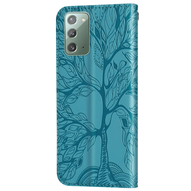 For Samsung Galaxy Note20 Life of Tree Embossing Pattern Horizontal Flip Leather Case with Holder & Card Slot & Wallet & Photo Frame & Lanyard
