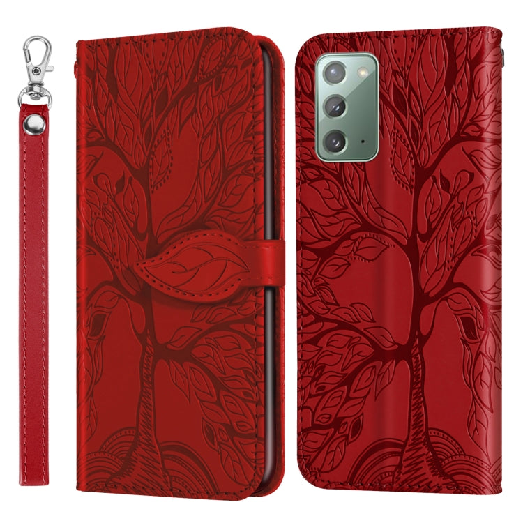 For Samsung Galaxy Note20 Life of Tree Embossing Pattern Horizontal Flip Leather Case with Holder & Card Slot & Wallet & Photo Frame & Lanyard