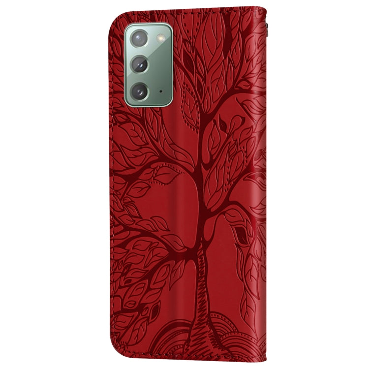 For Samsung Galaxy Note20 Life of Tree Embossing Pattern Horizontal Flip Leather Case with Holder & Card Slot & Wallet & Photo Frame & Lanyard