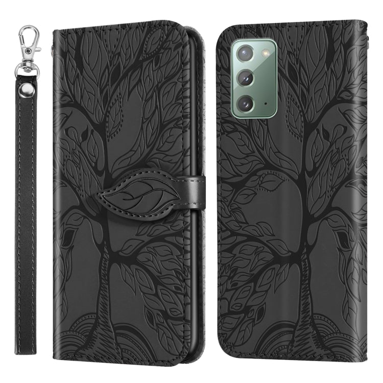 For Samsung Galaxy Note20 Life of Tree Embossing Pattern Horizontal Flip Leather Case with Holder & Card Slot & Wallet & Photo Frame & Lanyard
