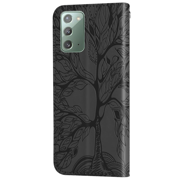 For Samsung Galaxy Note20 Life of Tree Embossing Pattern Horizontal Flip Leather Case with Holder & Card Slot & Wallet & Photo Frame & Lanyard