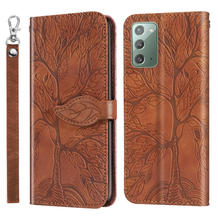 For Samsung Galaxy Note20 Life of Tree Embossing Pattern Horizontal Flip Leather Case with Holder & Card Slot & Wallet & Photo Frame & Lanyard