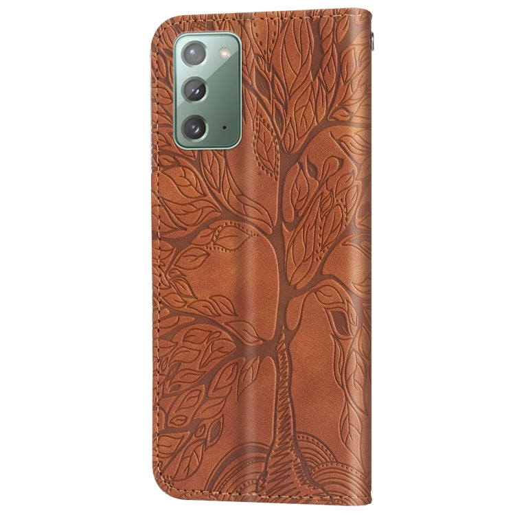 For Samsung Galaxy Note20 Life of Tree Embossing Pattern Horizontal Flip Leather Case with Holder & Card Slot & Wallet & Photo Frame & Lanyard