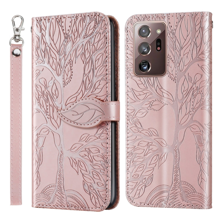For Samsung Galaxy Note20 Ultra Life of Tree Embossing Pattern Horizontal Flip Leather Case with Holder & Card Slot & Wallet & Photo Frame & Lanyard