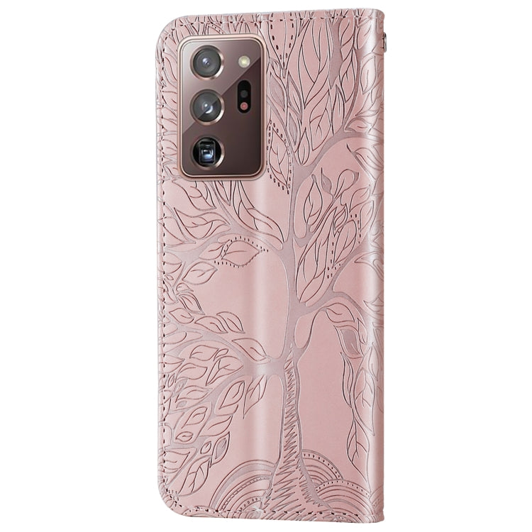 For Samsung Galaxy Note20 Ultra Life of Tree Embossing Pattern Horizontal Flip Leather Case with Holder & Card Slot & Wallet & Photo Frame & Lanyard