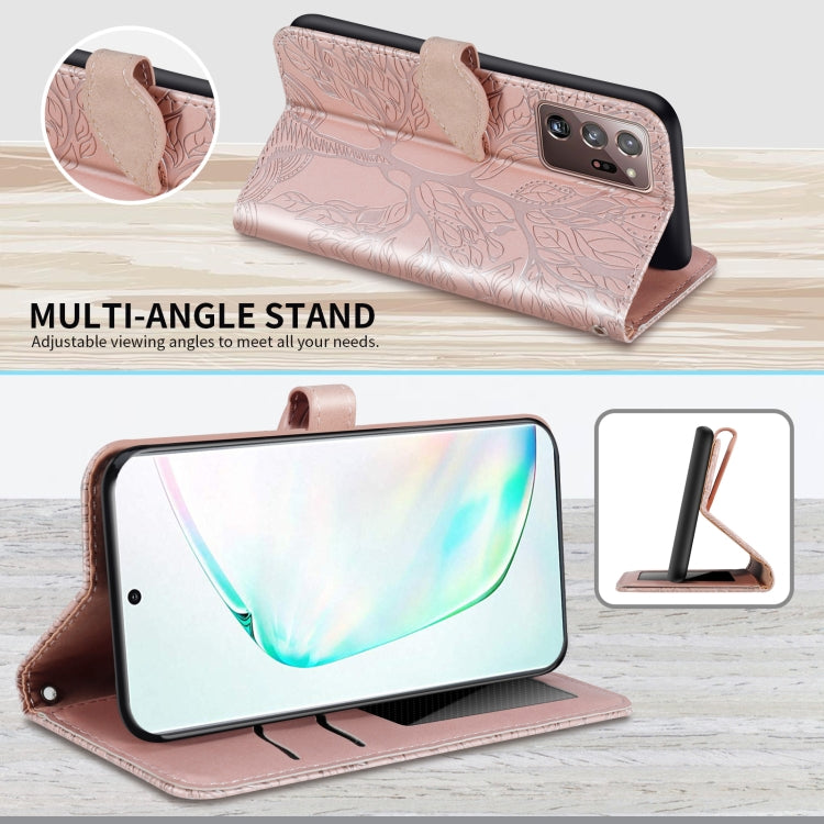 For Samsung Galaxy Note20 Ultra Life of Tree Embossing Pattern Horizontal Flip Leather Case with Holder & Card Slot & Wallet & Photo Frame & Lanyard