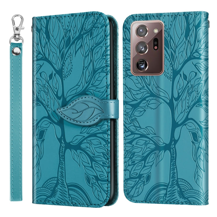 For Samsung Galaxy Note20 Ultra Life of Tree Embossing Pattern Horizontal Flip Leather Case with Holder & Card Slot & Wallet & Photo Frame & Lanyard