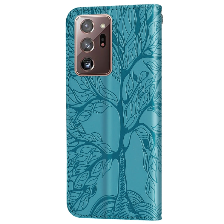 For Samsung Galaxy Note20 Ultra Life of Tree Embossing Pattern Horizontal Flip Leather Case with Holder & Card Slot & Wallet & Photo Frame & Lanyard