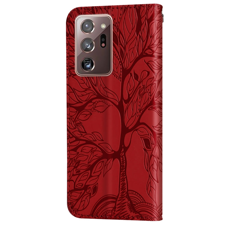 For Samsung Galaxy Note20 Ultra Life of Tree Embossing Pattern Horizontal Flip Leather Case with Holder & Card Slot & Wallet & Photo Frame & Lanyard