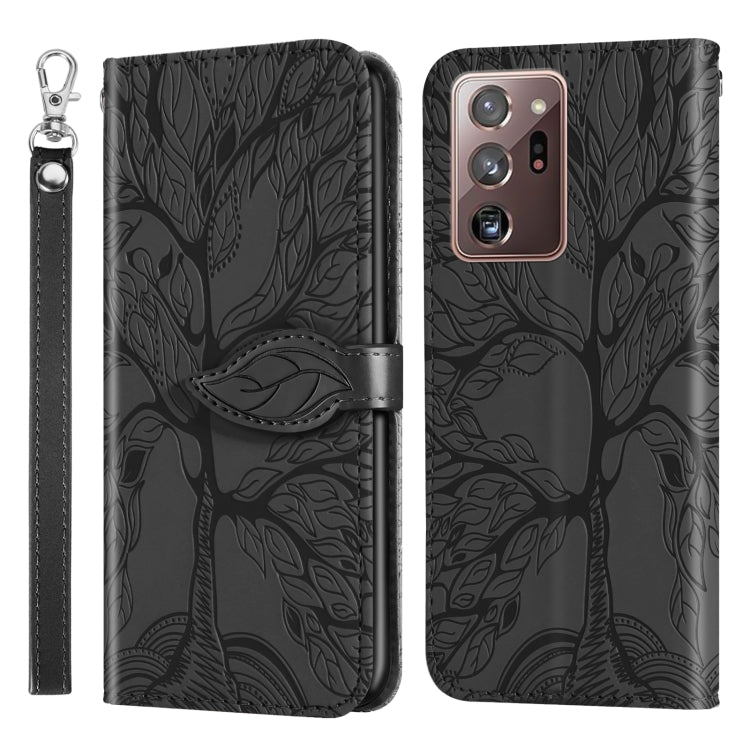For Samsung Galaxy Note20 Ultra Life of Tree Embossing Pattern Horizontal Flip Leather Case with Holder & Card Slot & Wallet & Photo Frame & Lanyard