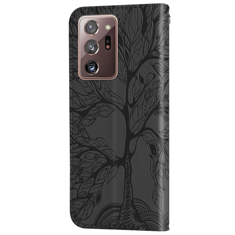 For Samsung Galaxy Note20 Ultra Life of Tree Embossing Pattern Horizontal Flip Leather Case with Holder & Card Slot & Wallet & Photo Frame & Lanyard