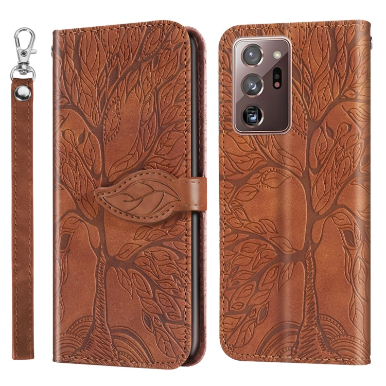 For Samsung Galaxy Note20 Ultra Life of Tree Embossing Pattern Horizontal Flip Leather Case with Holder & Card Slot & Wallet & Photo Frame & Lanyard