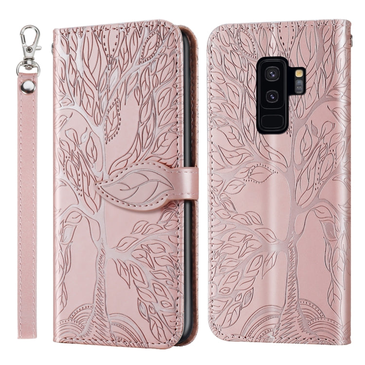 For Samsung Galaxy S9+ Life of Tree Embossing Pattern Horizontal Flip Leather Case with Holder & Card Slot & Wallet & Photo Frame & Lanyard