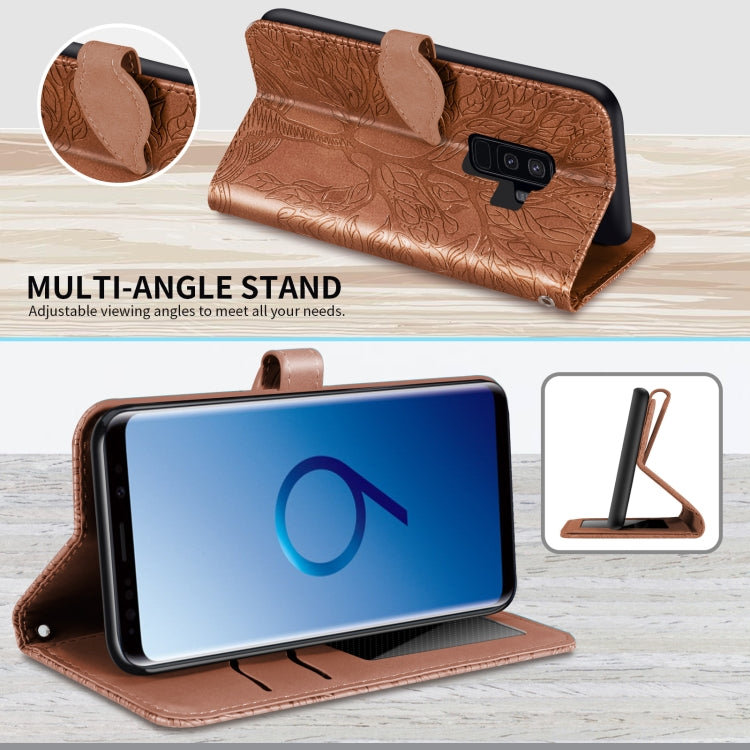 For Samsung Galaxy S9+ Life of Tree Embossing Pattern Horizontal Flip Leather Case with Holder & Card Slot & Wallet & Photo Frame & Lanyard