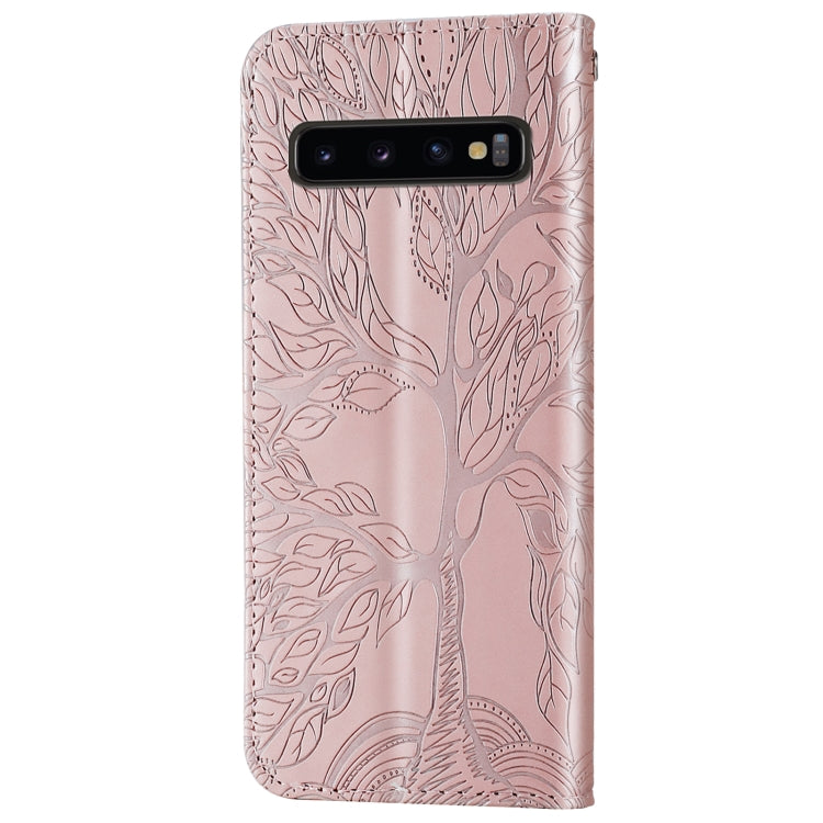 For Samsung Galaxy S10 Life of Tree Embossing Pattern Horizontal Flip Leather Case with Holder & Card Slot & Wallet & Photo Frame & Lanyard