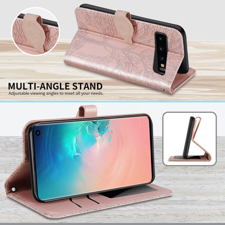 For Samsung Galaxy S10+ Life of Tree Embossing Pattern Horizontal Flip Leather Case with Holder & Card Slot & Wallet & Photo Frame & Lanyard