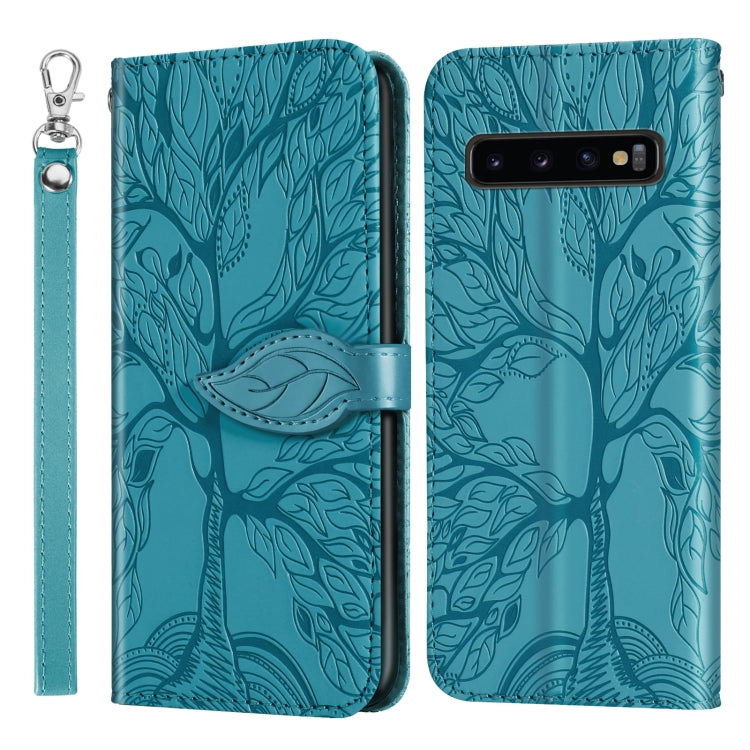 For Samsung Galaxy S10+ Life of Tree Embossing Pattern Horizontal Flip Leather Case with Holder & Card Slot & Wallet & Photo Frame & Lanyard